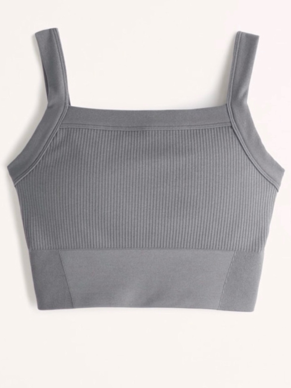 Abercrombie YPB Square Neck Ribbed Tank in Gray